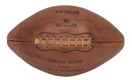 1963 World Champions Chicago Bears Team Signed Wilson Commemorative Football With 39+ Signatures Including George Halas, Mike Ditka, George Allen, & Bill George (JSA)